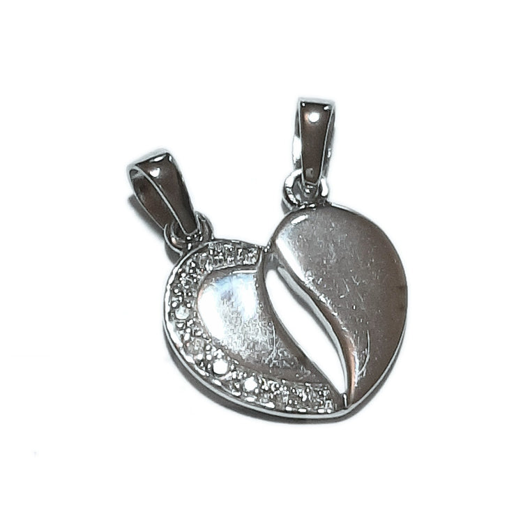 men's and women's unisex silver zircon HEART pendant to divide