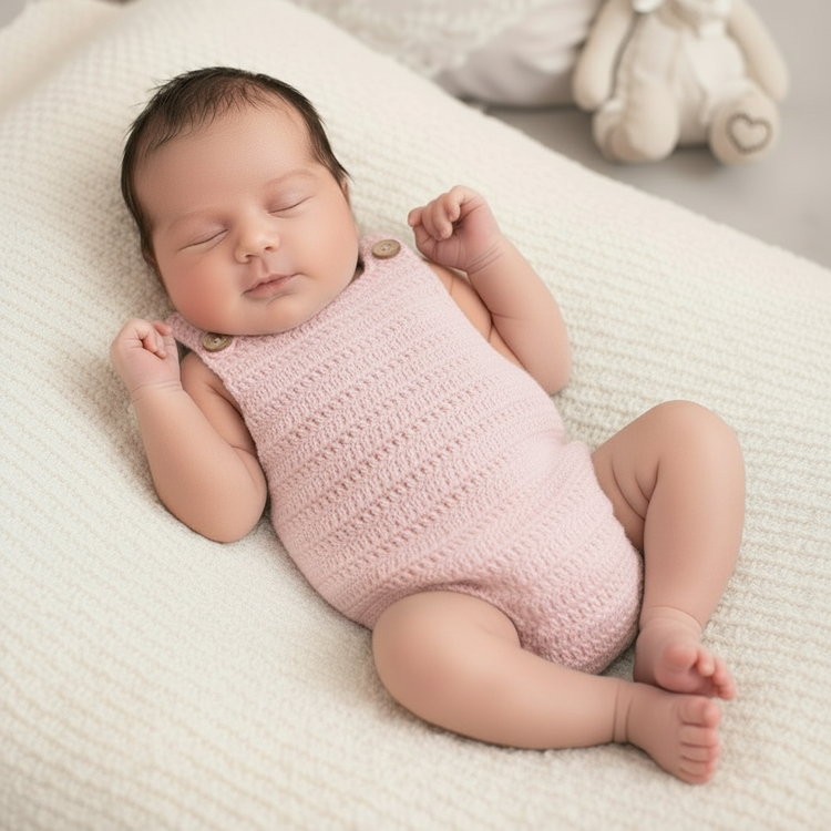 100% cotton newborn romper - handcrafted BASIC crochet