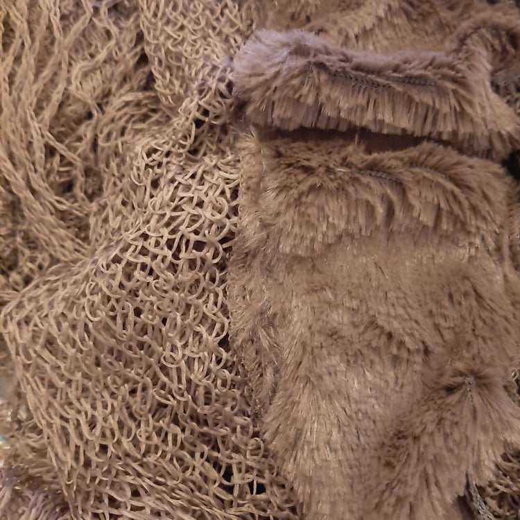 Sciarpa stola moda pelliccia ecologica pizzo traforata mod 3 - vari colori