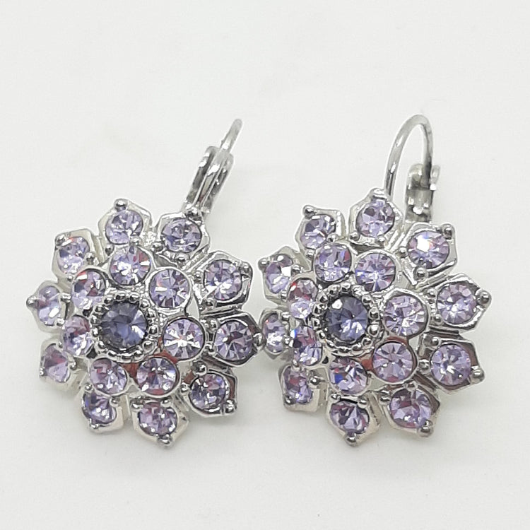 Orecchini donna monachella FIORE tono argento pietre lilla