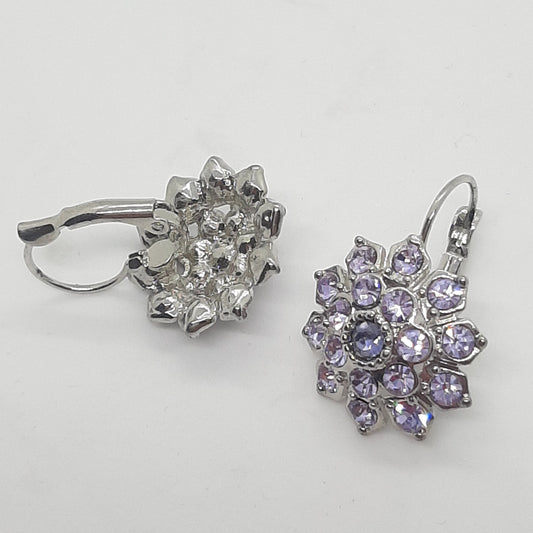 Orecchini donna monachella FIORE tono argento pietre lilla