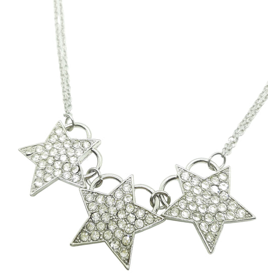 Collana STELLE strass bianchi tono argento