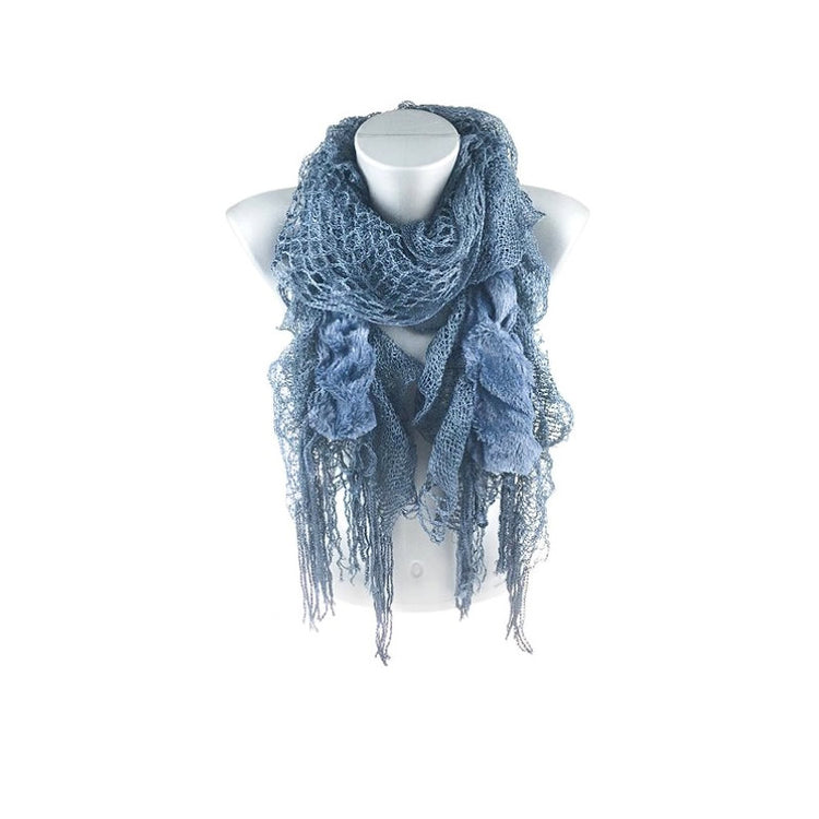 Sciarpa stola moda pelliccia ecologica pizzo traforata mod 3 - vari colori