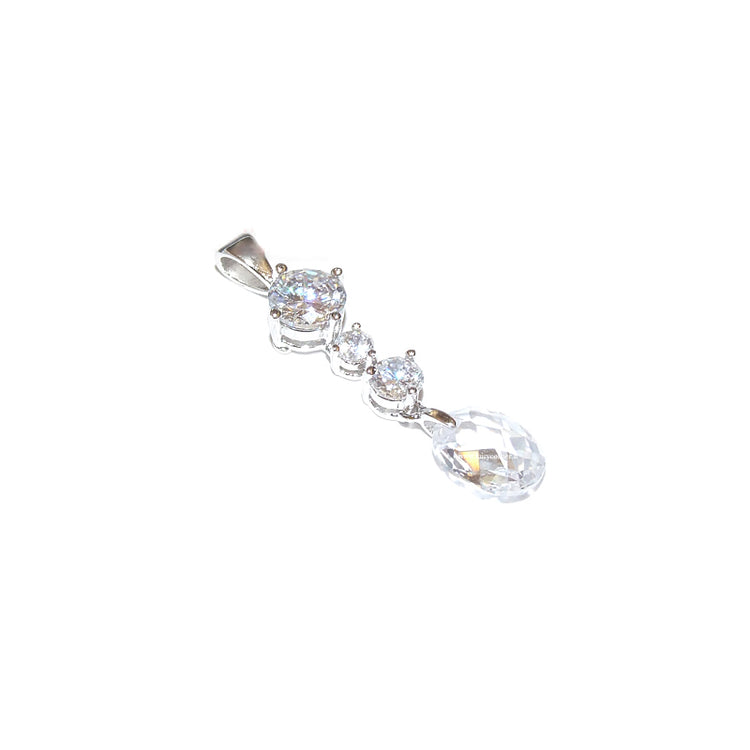 Women's pendant in 925 silver and 3 zircons with crystal