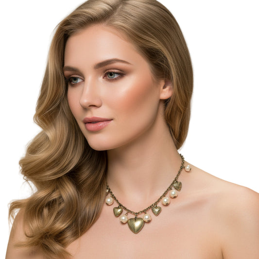 Collana donna perle chamrs cuore anticata