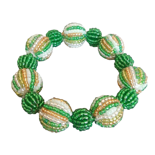 Bracciale elastico sfere di perline verdi