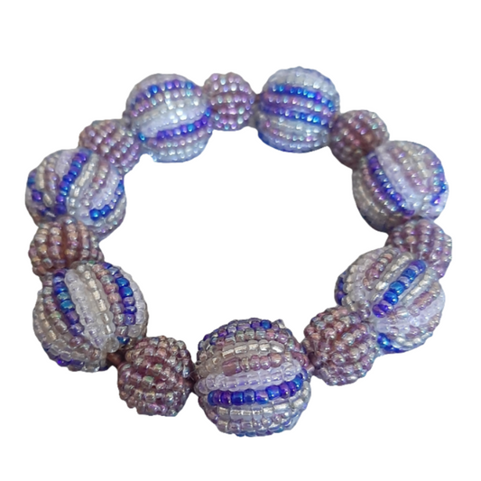 Bracciale elastico sfere di perline viola