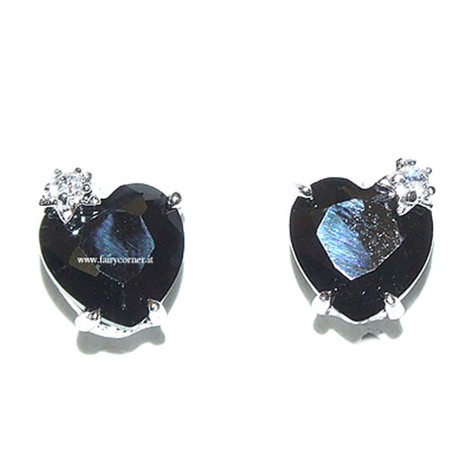 Orecchini donna argento 925 CUORE zircone nero con stella