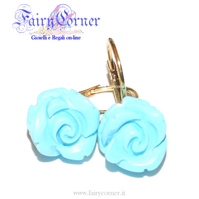 Orecchini rosa argento 925 pl oro pasta di turchese monachella