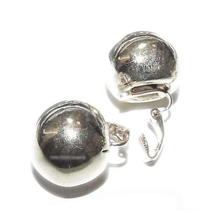 Women's silver tone shiny SFERA clip earrings