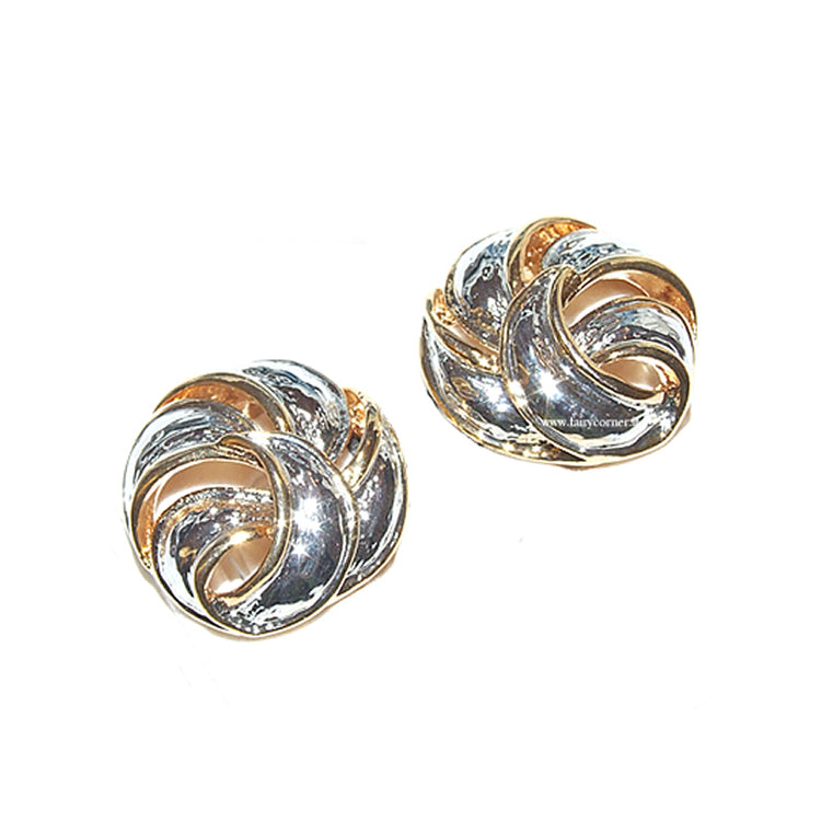Women's shiny silver gold tone clip earrings