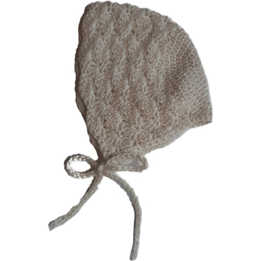 Cuffia neonata neonato con lacci - uncinetto artigianale - tg 0-3