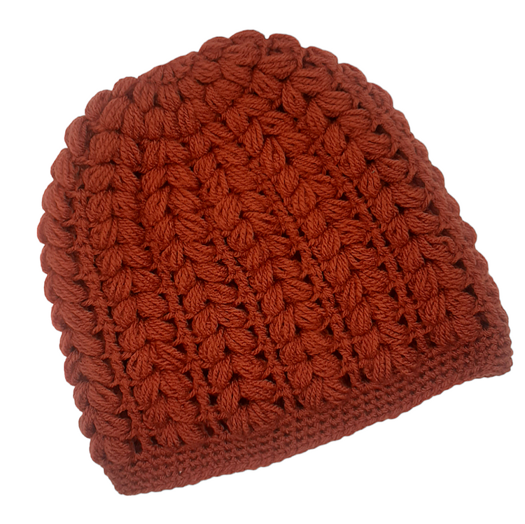 Women's wool pouff handmade crochet beanie in various colours
