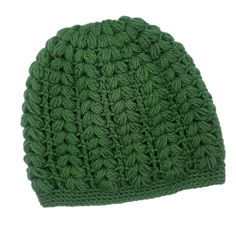 Women's wool pouff handmade crochet beanie in various colours