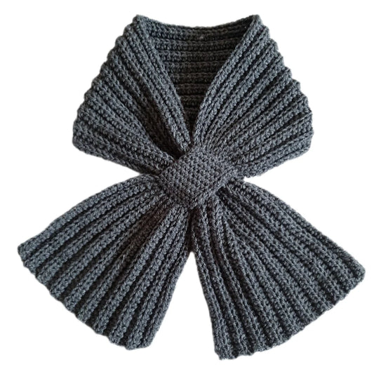 Sciarpa cravatta unisex artigianale uncinetto GRIGIO medio