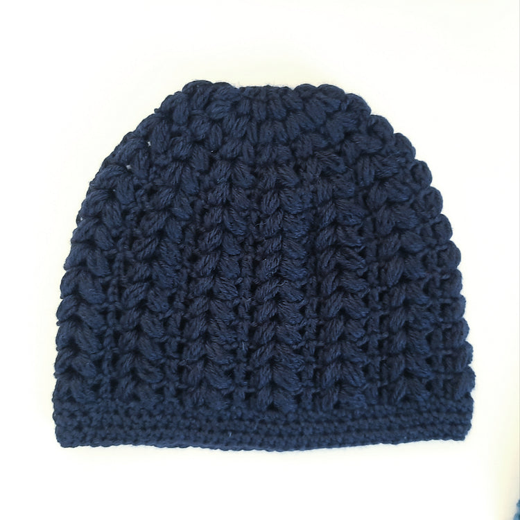 Women's wool pouff handmade crochet beanie in various colours