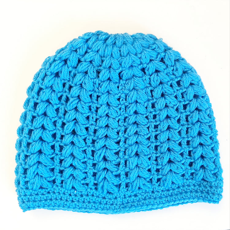 Women's wool pouff handmade crochet beanie in various colours