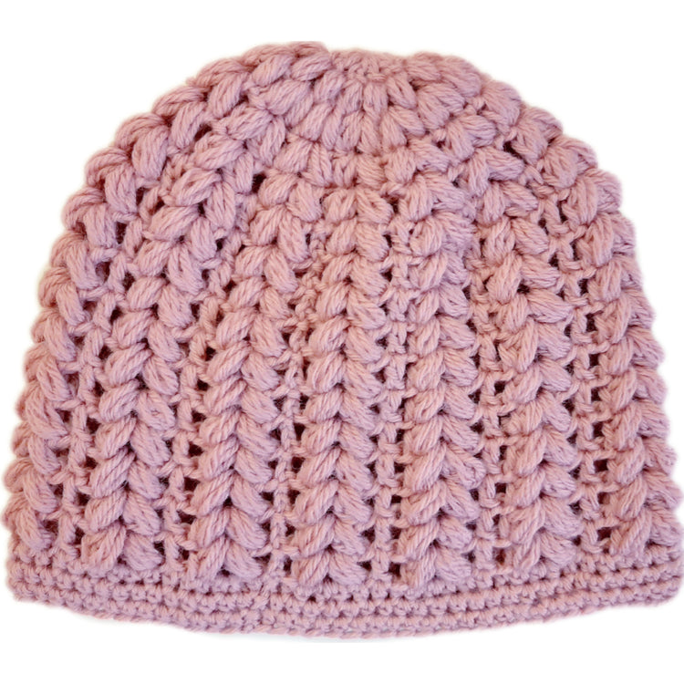 Women's wool pouff handmade crochet beanie in various colours