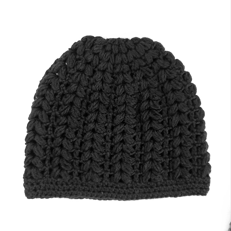 Women's wool pouff handmade crochet beanie in various colours
