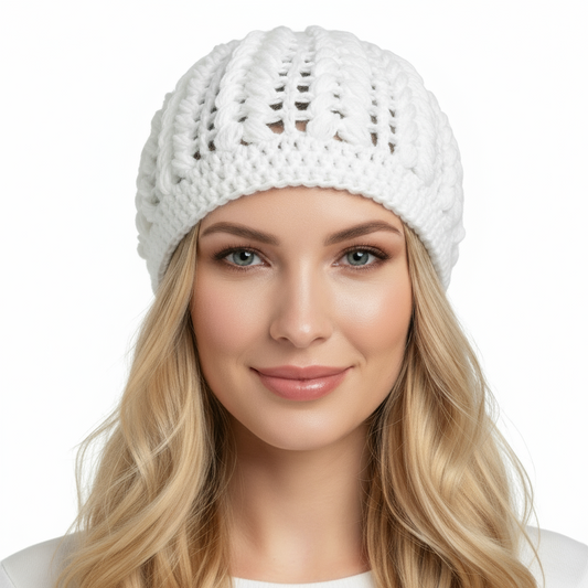 Berretto donna lana Pouff artigianale uncinetto vari colori