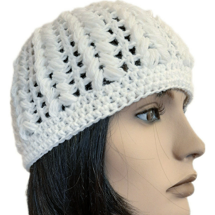 Women's wool pouff handmade crochet beanie in various colours