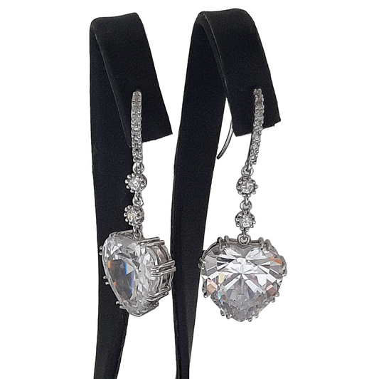 Women's HEART earrings with rhinestone zircon