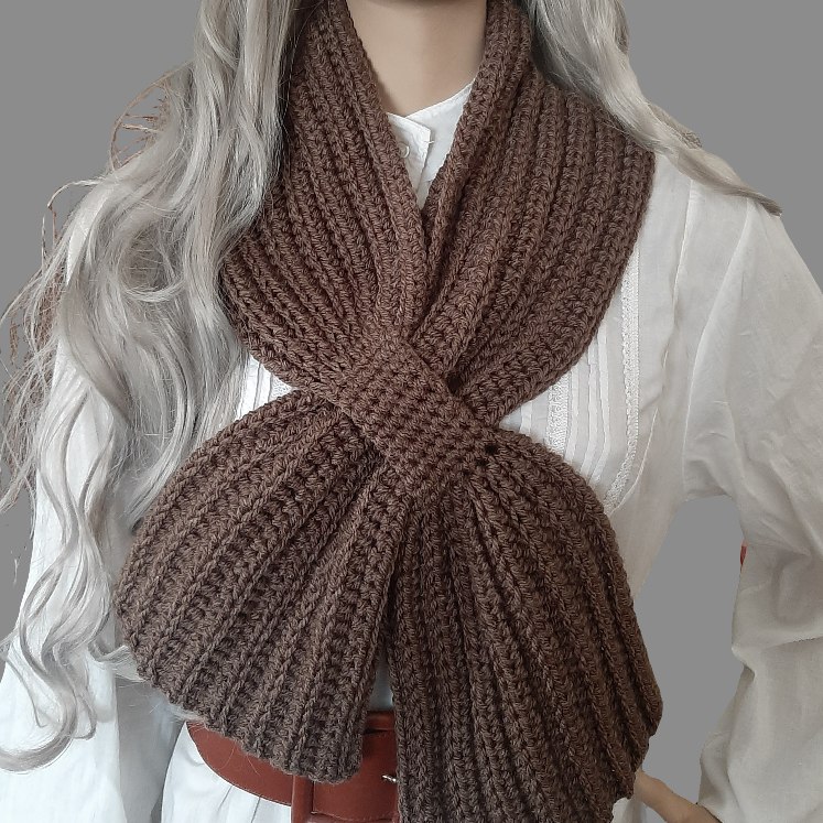 Women's handmade crochet tie scarf PINK