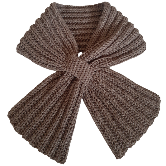 Sciarpa cravatta unisex artigianale uncinetto MARRONE melange