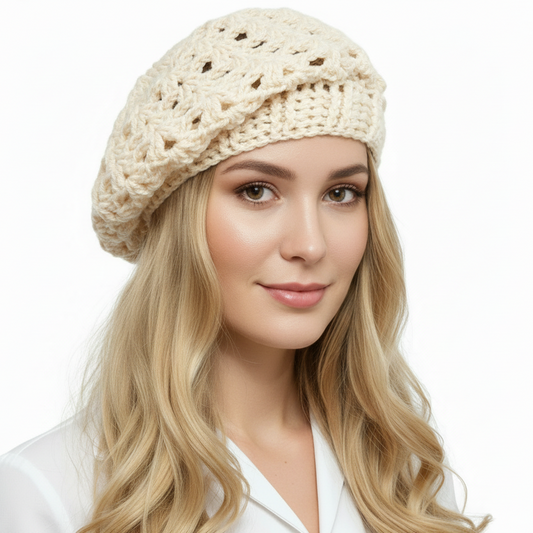 Basco Artigianale Uncinetto Donna - Berretto Fatto a Mano