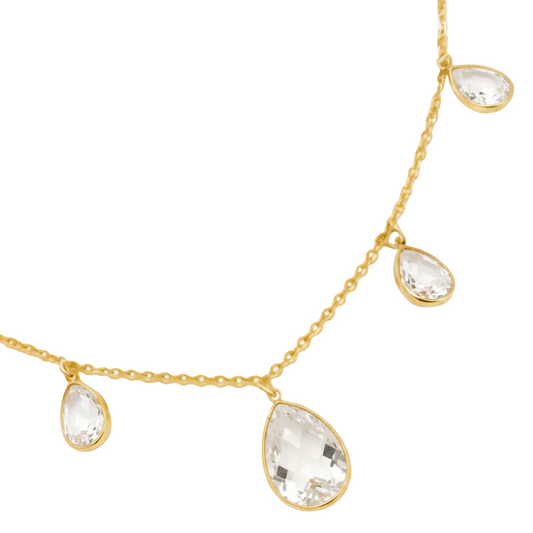Collana Girocollo DROPS con Cristalli - Tono Oro