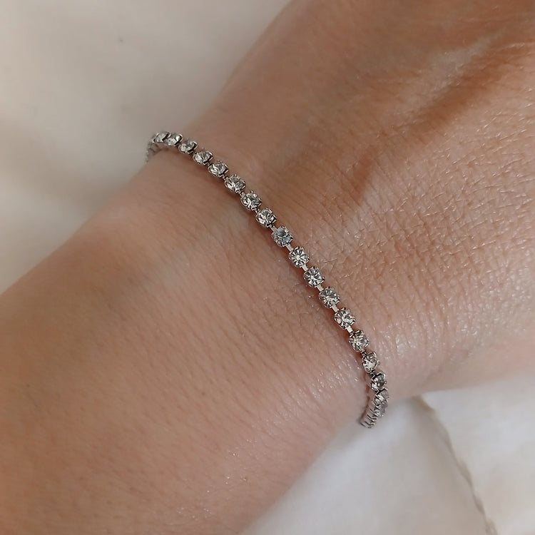 Bracciale Tennis Strass tono Argento