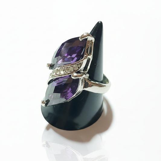 Anello Donna SWING pietre viola e strass bianchi - Metallo Tono Argento