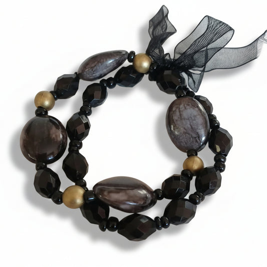 Bracciale Nero con Fiocco Elegante