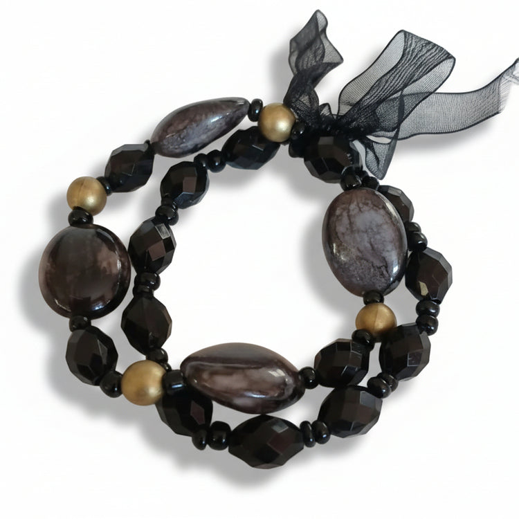 Bracciale Nero con Fiocco Elegante