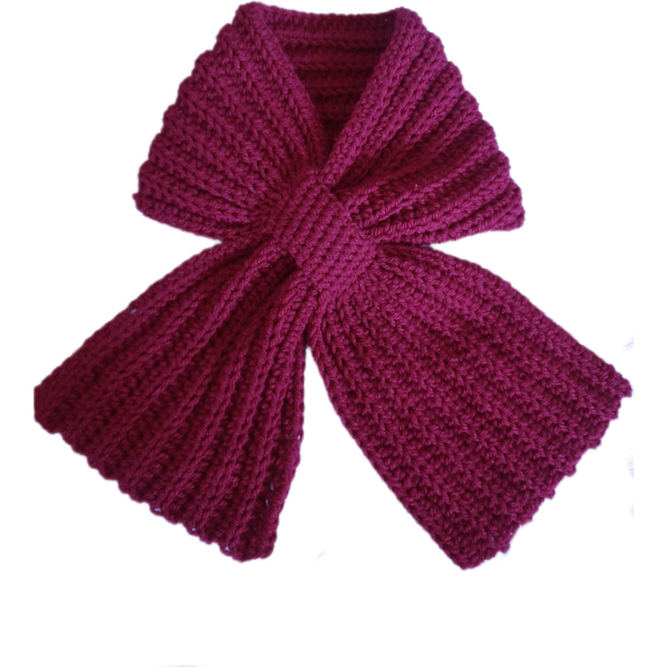 Sciarpa cravatta unisex artigianale uncinetto ROSSO BORDEAUX