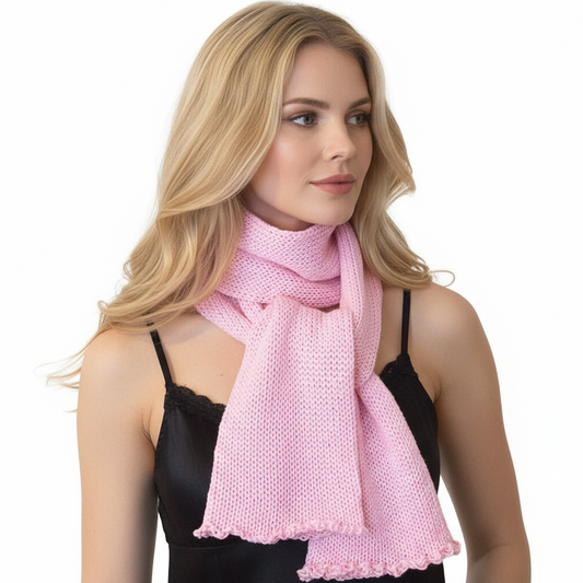 Sciarpa donna in merinos a maglia ROSA artigianale