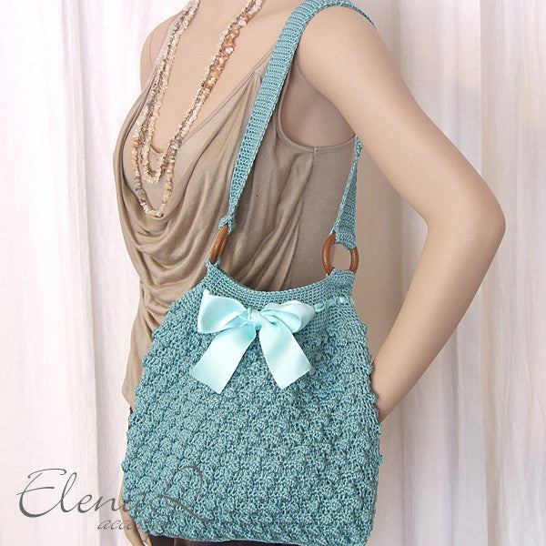 Borsa ELEGANT W realizzata a mano uncinetto verde acqua - Fairy Corner