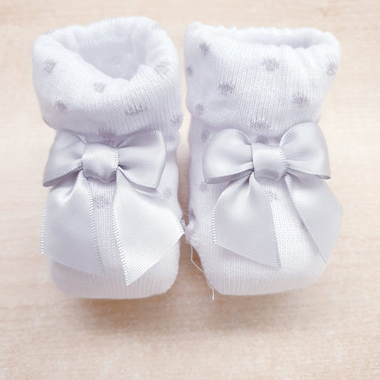Scarpine neonata pois e fiocco caldo cotone - vari colori