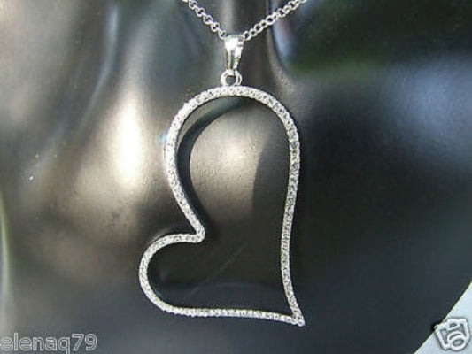 collana girocollo donna strass brillanti tono oro argento ciondolo CUORE OBLIQUO - Fairy Corner