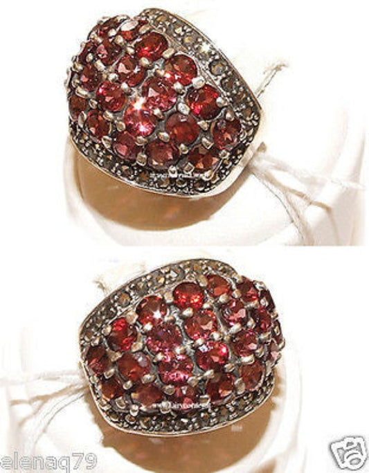 Anello donna fascia granato e marcassiti in argento misura 16 - Fairy Corner