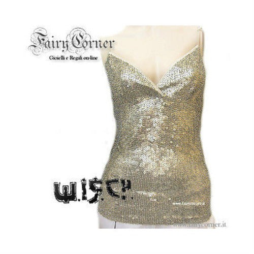 WISCH top donna seta paillettes oro cart € 170 M - Fairy Corner