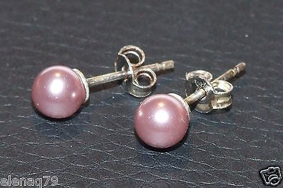 Orecchini donna argento 925 PERLE perla rosa grigio mm 6 perno e farfallina - Fairy Corner