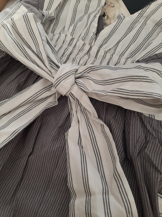 Mini Abito cotone grigio e bianco Tg S