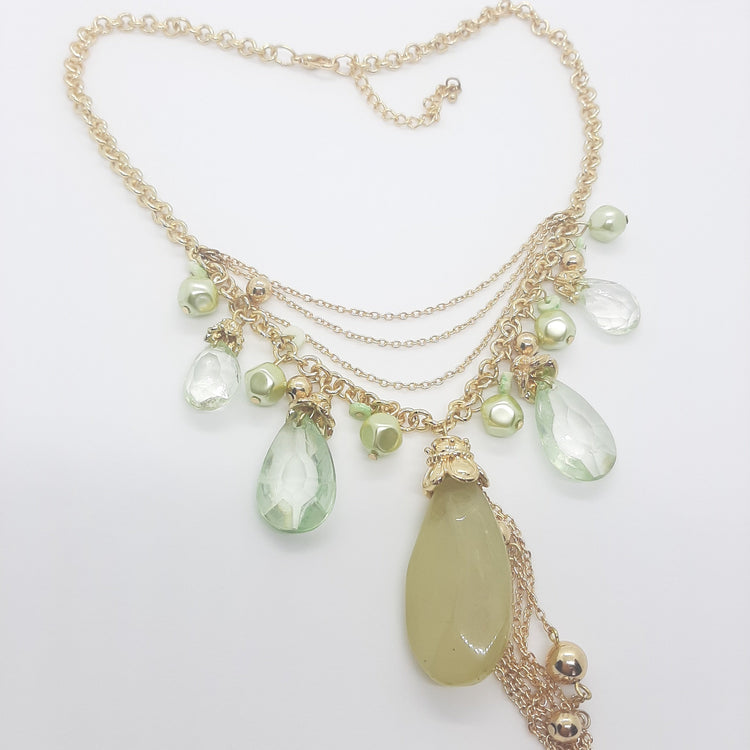 collana charms tono oro giallo con ciondoli VERDE