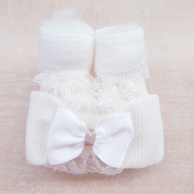 Baby shoes and headband with bow and lace set - various colours