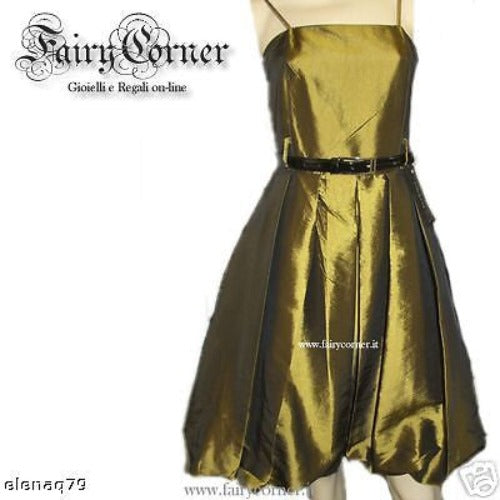 Sexy mini abito svasato simil taftà - VERDE - tg S - Fairy Corner