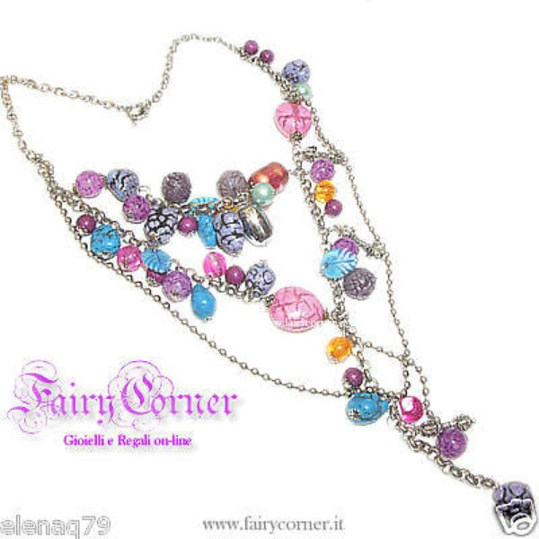 Collana donna lunga ciondoli tono argento VIOLA - Fairy Corner