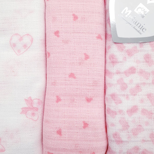 Garze assorbenti per pannolino lavabile 100% cotone - Rosa- set 3 pz