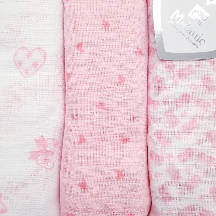Garze assorbenti per pannolino lavabile 100% cotone - Rosa- set 3 pz