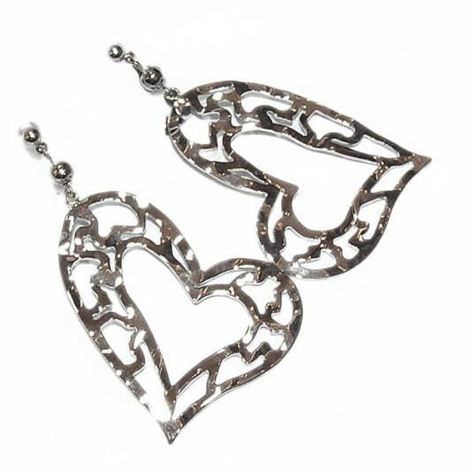 Orecchini donna tono argento cuore lavorato - Fairy Corner